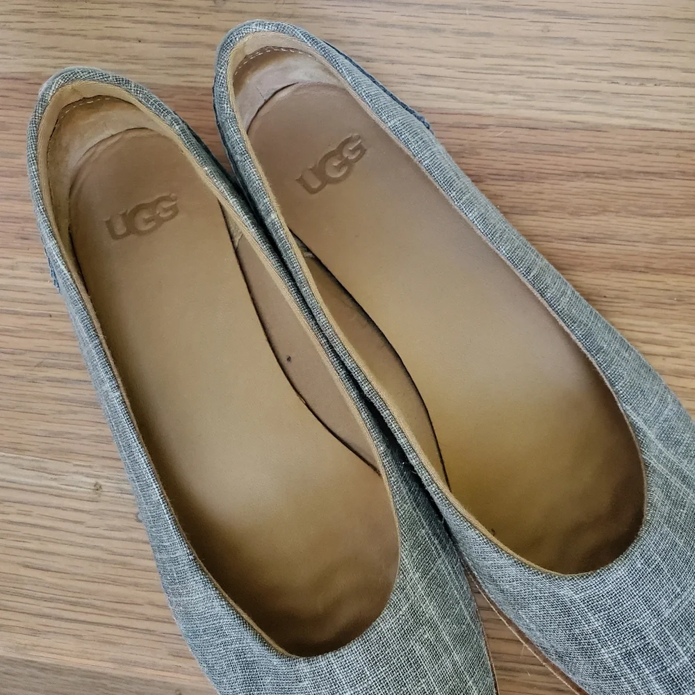 UGG Gray Canvas and Leather Flats - Picture 5 of 12